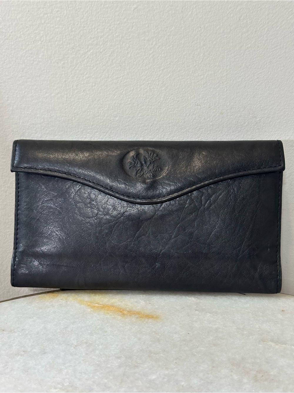 Buxton Women’s Heiress Organizer Clutch Wallet Cowhide Leather Black Cardholder